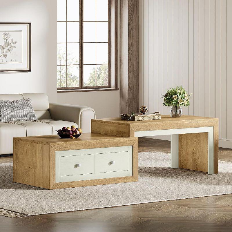 Tribesigns Extendable Coffee Table with 2 Drawers