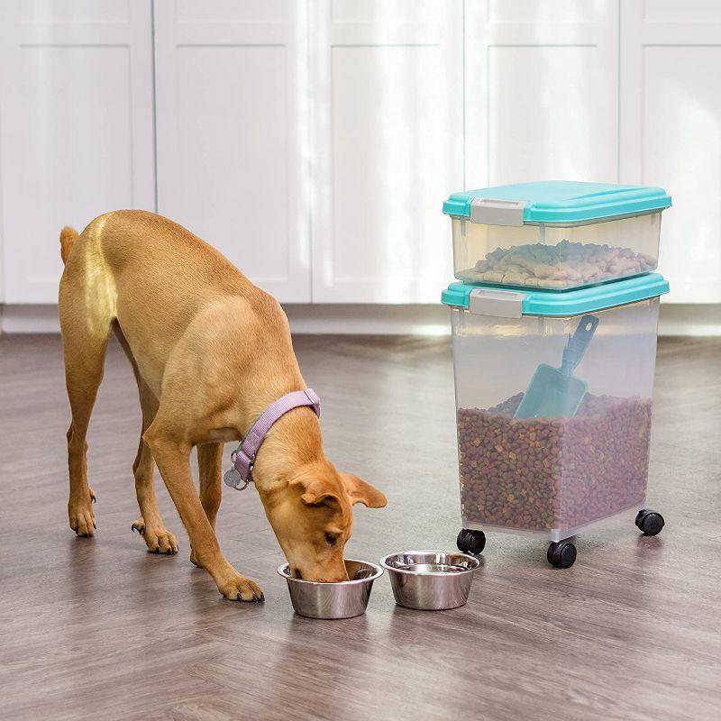 IRIS USA 30lbs + 11lbs Airtight Pet Food Storage Container Combo with Scoop and Casters, up to 41lbs