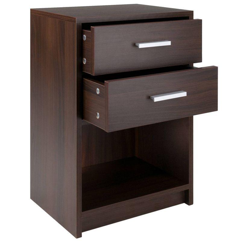 Transitional Cocoa Brown 2-Drawer Rectangular Accent End Table