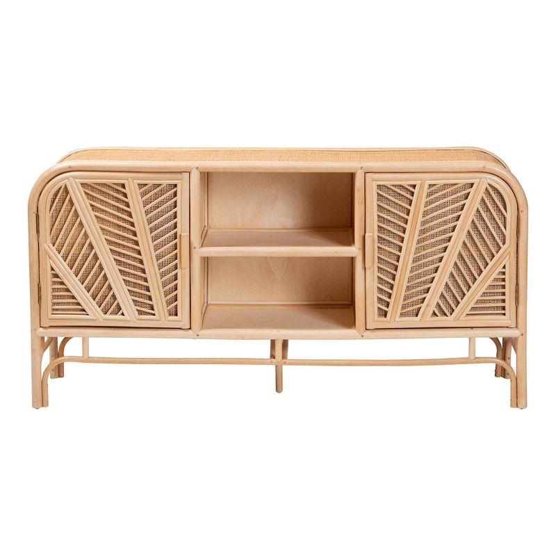 bali & pari Carabella Natural Rattan 2 Door Storage Cabinet Natural: Fixed Shelves, No Assembly Required