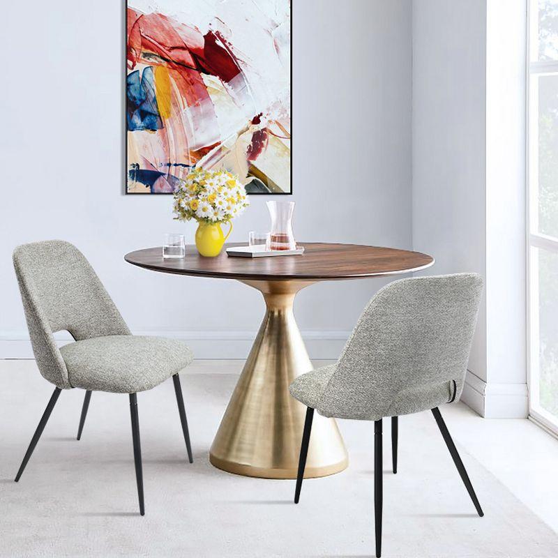 Edwin 21.6" Wider Seat Light Gray Upholstered Dining Chairs Set Of 2,Modern Kitchen Armless Dining Chair With Black Metal Legs-Maison Boucle