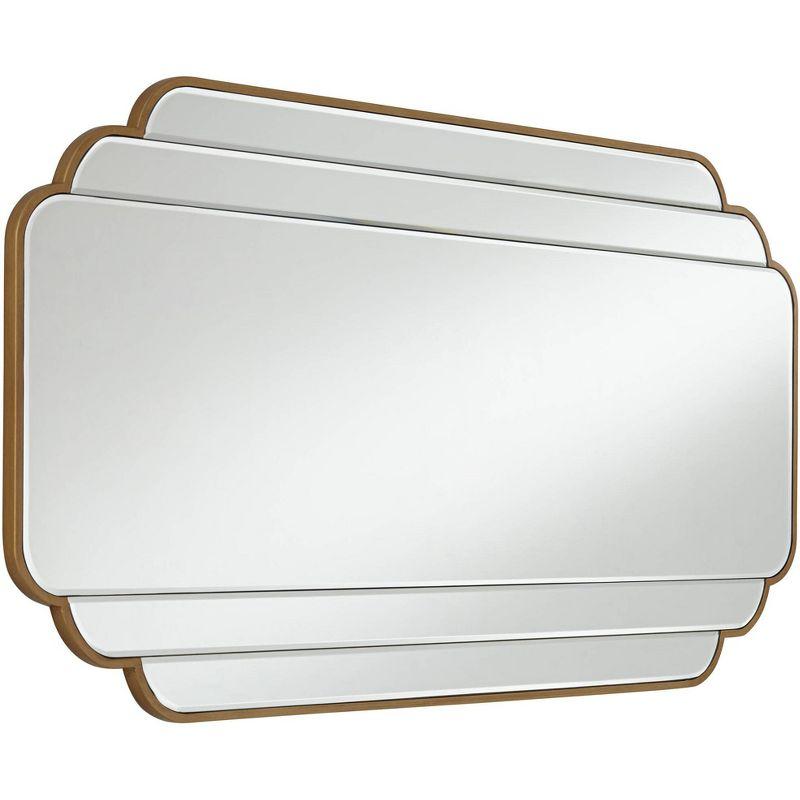 Noble Park Symphony Rectangular Vanity Accent Wall Mirror Modern Beveled Scalloped Edge Matte Brush Gold Frame 23 1/2" Wide for Bathroom Bedroom House