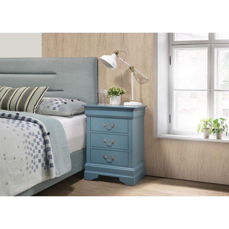 Passion Furniture Louis Philippe 3-Drawer Teal Nightstand (29 in. H x 21 in. W x 16 in. D)