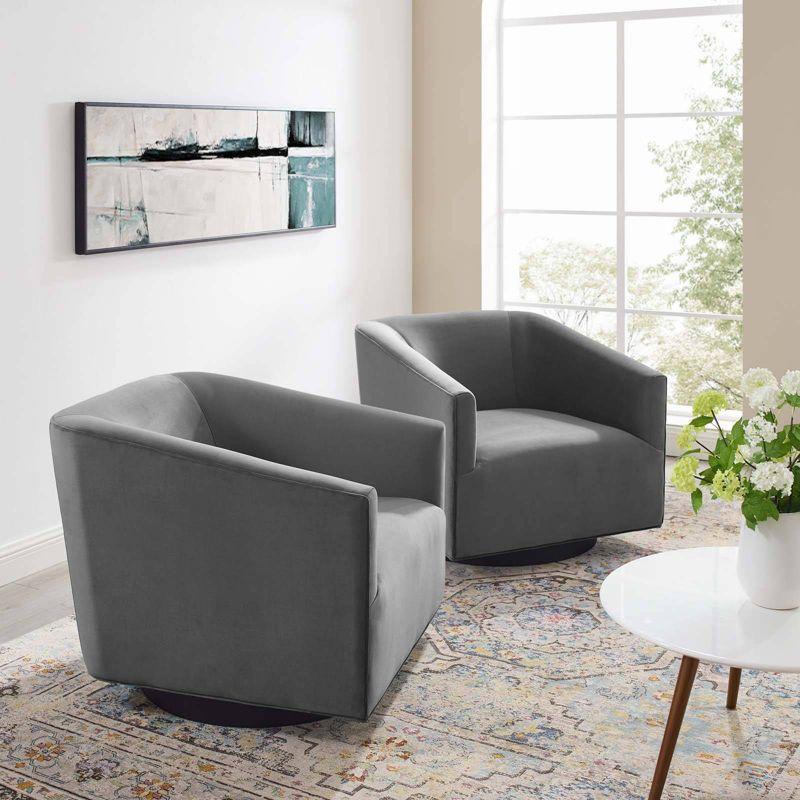 Set of 2 Twist Swivel Chairs Performance Velvet Gray - Modway