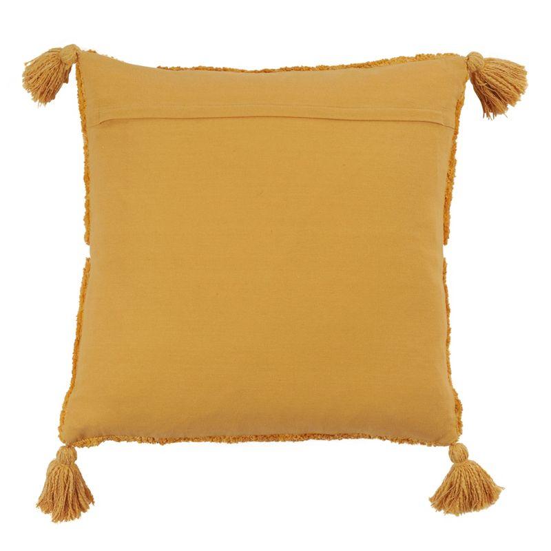 Saro Lifestyle Tassel Design Tufted Diamond Throw Pillow With Down Filling