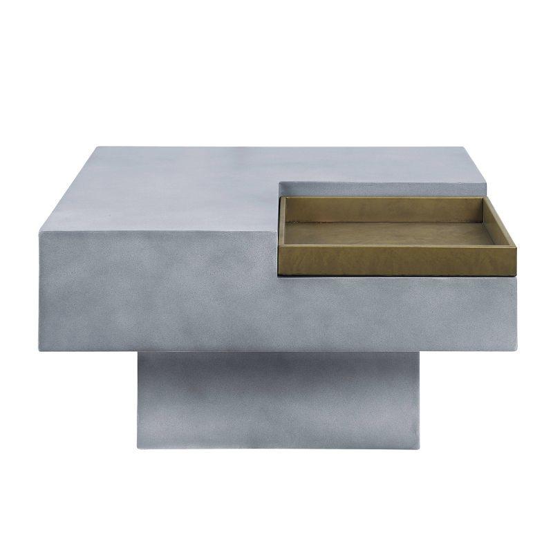 31.5" Kailano Coffee Table Weathered Gray Finish - Acme Furniture: Square, No Assembly, Pedestal Base