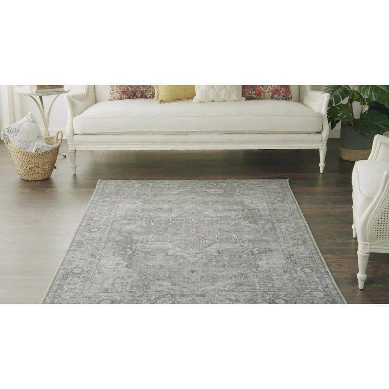 Gray Floral Cotton Chenille 8' x 10' Area Rug