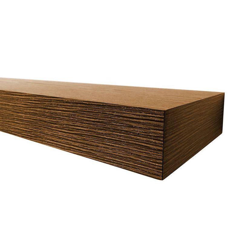 InPlace 36" Decorative Floating Shelf Wall Mounted Hidden Brackets Brown: Wood Composite, Modern Style, 15 lbs Capacity