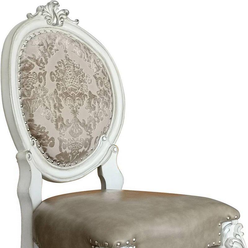 Versailles White Faux Leather Upholstered Side Chair with Wood Frame