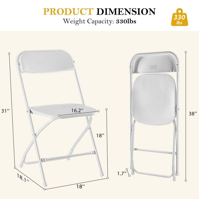 Sweetcrispy 4-Pack Sturdy Metal & Plastic Folding Chairs, Hold Up to 330 Pounds - White