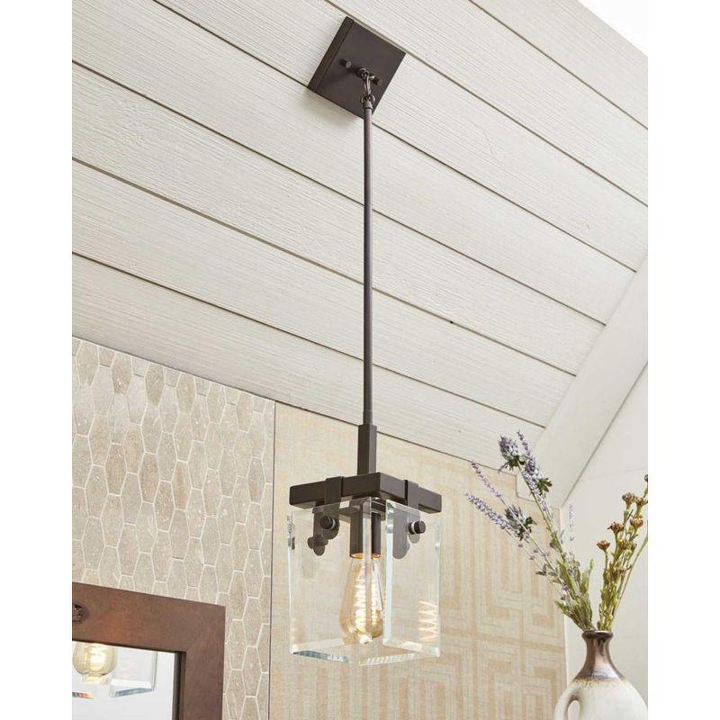 Elevate Brushed Nickel Mini-Pendant with Beveled Glass Shade