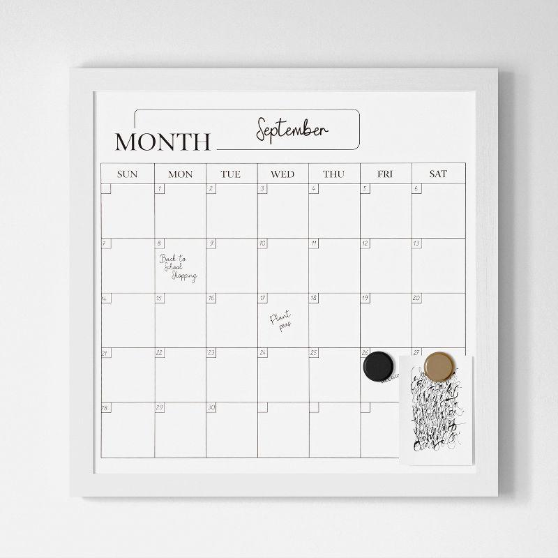 Thomas Martha Stewart Magnetic Monthly Calendar Dry Erase Board with Woodgrain Frame, Dry Erase Marker, and 2 Magnets