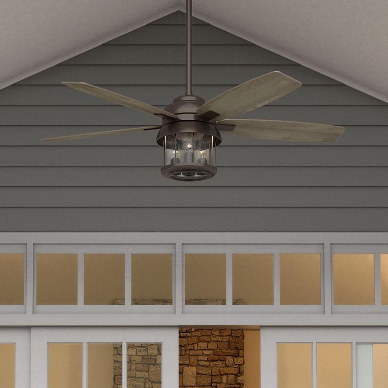 52" Coral Bay 5 - Blade Outdoor Standard Ceiling Fan with Remote Control and Light Kit Included