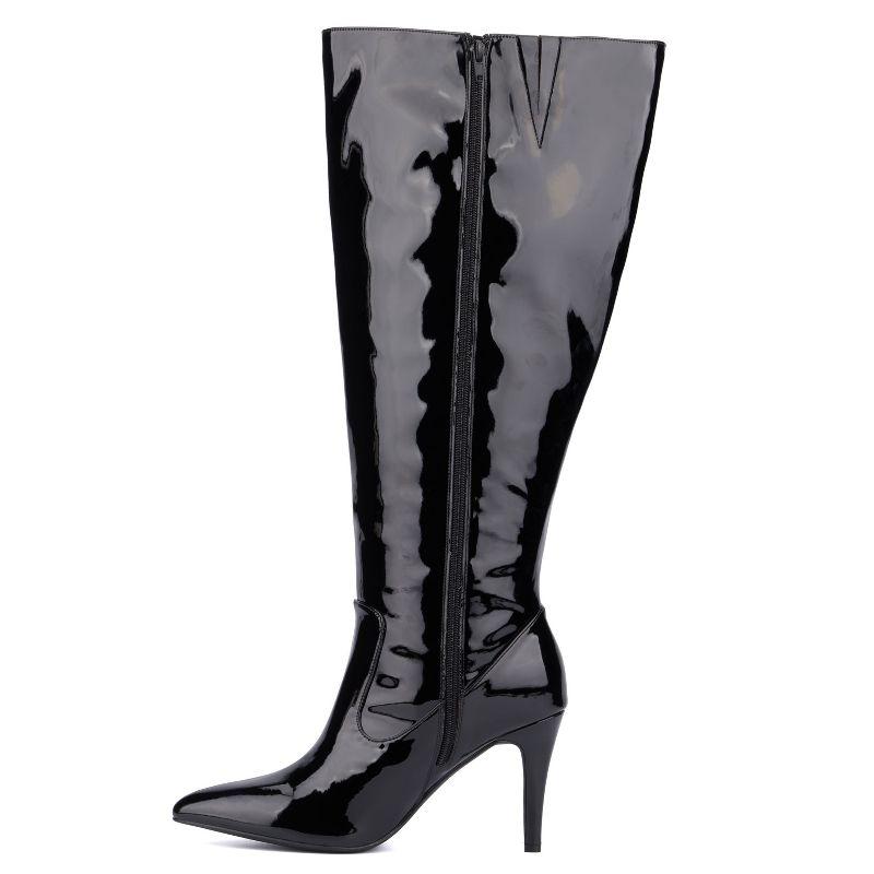 Fashion To Figure Women's Lisette Knee High Boot - Wide Width - 8, BLACK PATENT