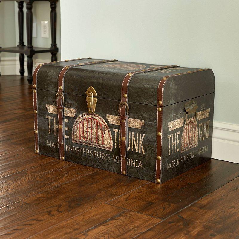 Household Essentials Large Decorative Trunk Green/Black: Multicolored Storage Trunk for All Ages, 22" Width
