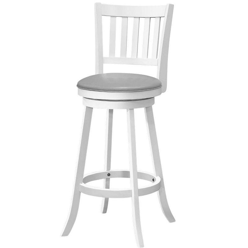 Monarch Specialties Bar Stool Set Of 2 Swivel Counter Height Kitchen White Wood Grey Leather Look Transitional
