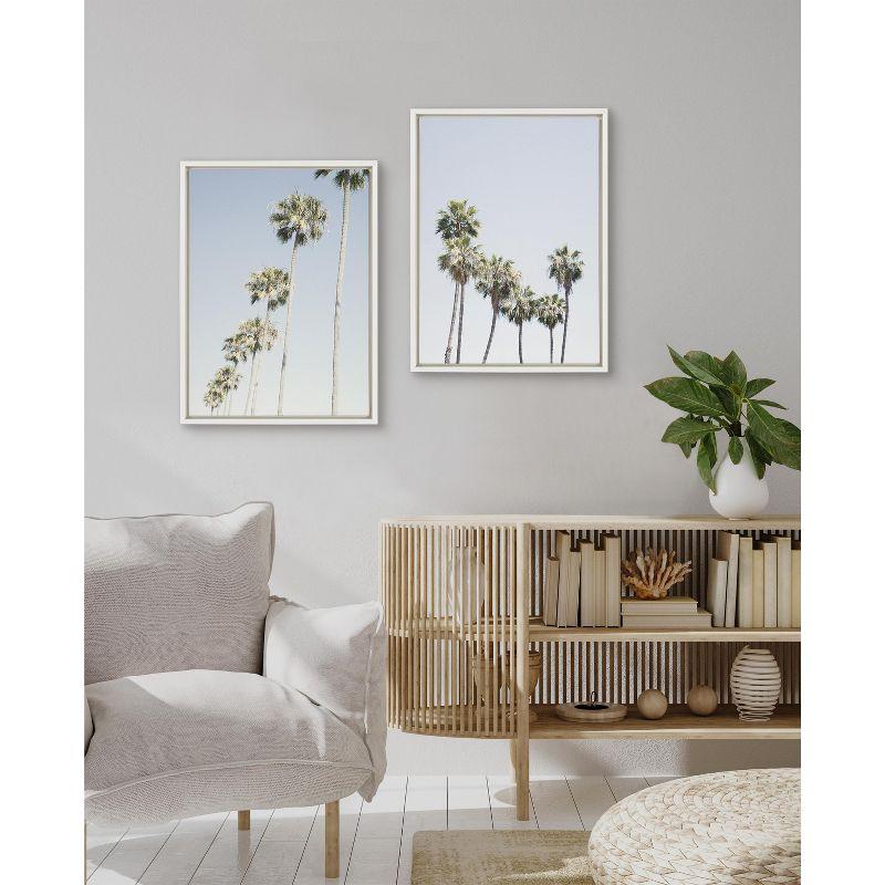 Kate and Laurel Sylvie Palm tree Row and LA Summer Framed Canvas by Caroline Mint, 2 Piece 18x24, White