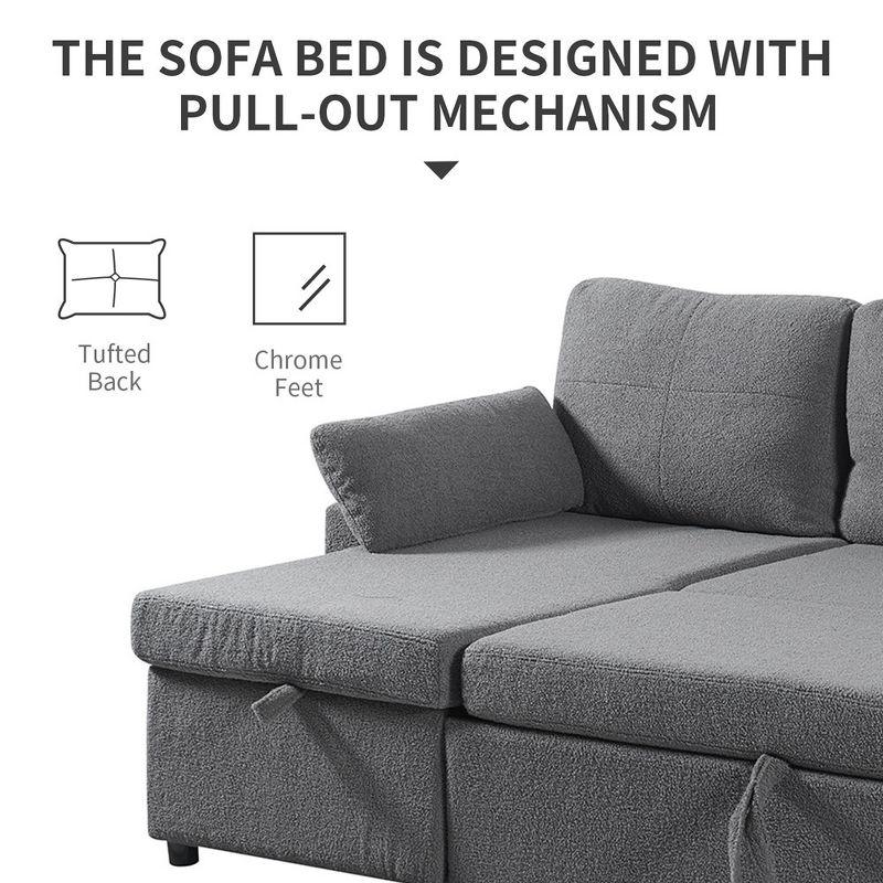 84.2" Sleeper Sofa Bed,Pull Out Sofa Bed with Storage Chaise L Shape Sectional Sofa Bed in Gray