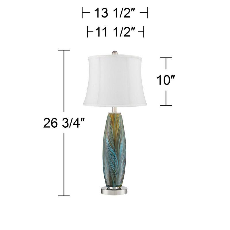 360 Lighting Azure Modern Table Lamps 26 3/4" High Set of 2 Blue Brown Art Glass White Softback Drum Shade for Bedroom Living Room Bedside Nightstand