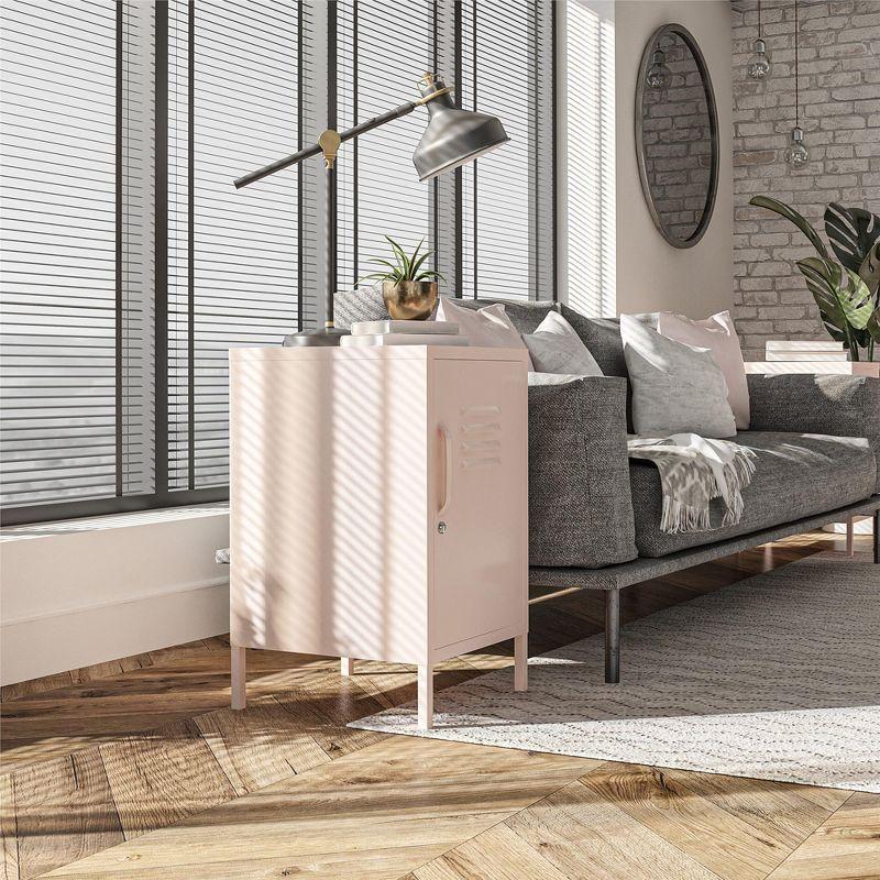 Pink Metal Locker Style End Table with Storage