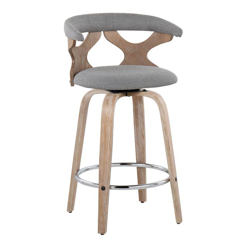 Gardenia Gray Swivel Counter Stools with Chrome Footrest, Set of 2