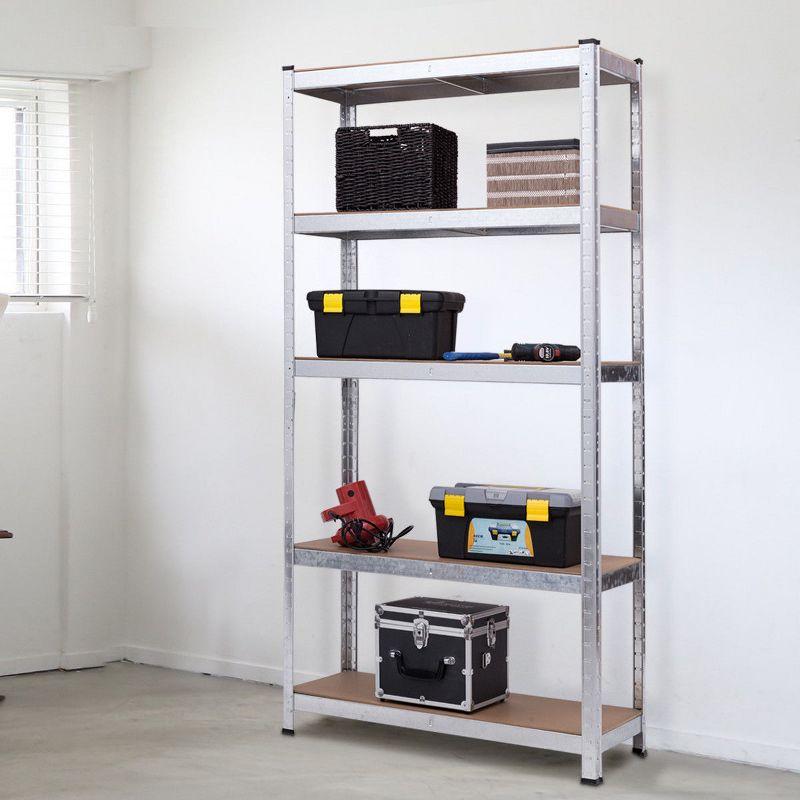 Costway 2 PC 71'' Heavy Duty Storage Shelf Steel Metal Garage Rack 5 Level Adjustable Shelves