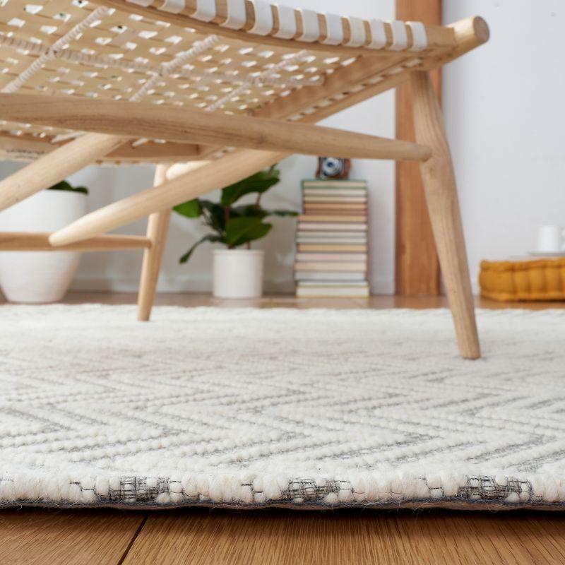 Ivory and Gray Hand-Tufted Wool Square Rug 6'