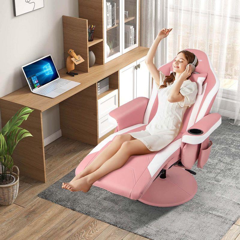 Costway Costway Goplus Reclining PC & Racing Game Chair with Footrest in Pink