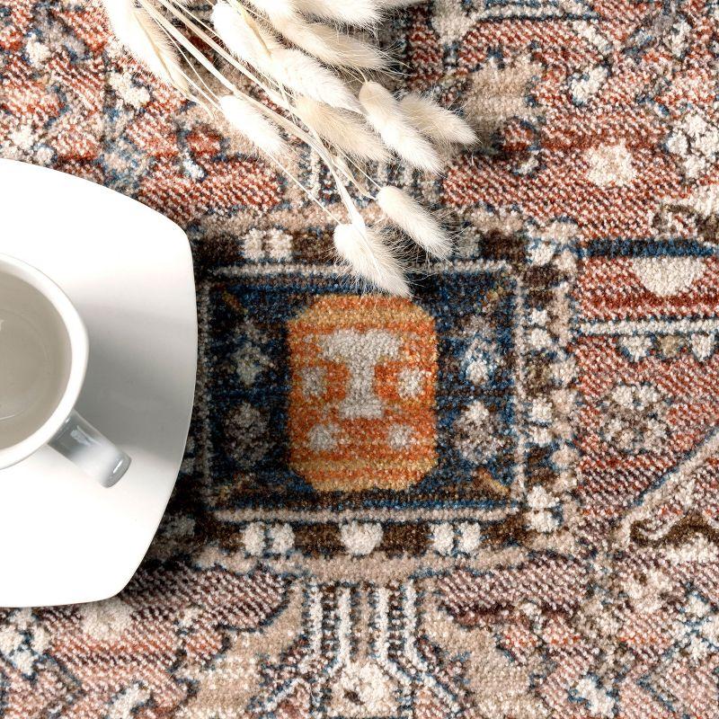 Nuloom Harriet Medallion 5 Round Indoor Area Rug for Living Room Bedroom Dining Room Kitchen, Light Brown/Ivory