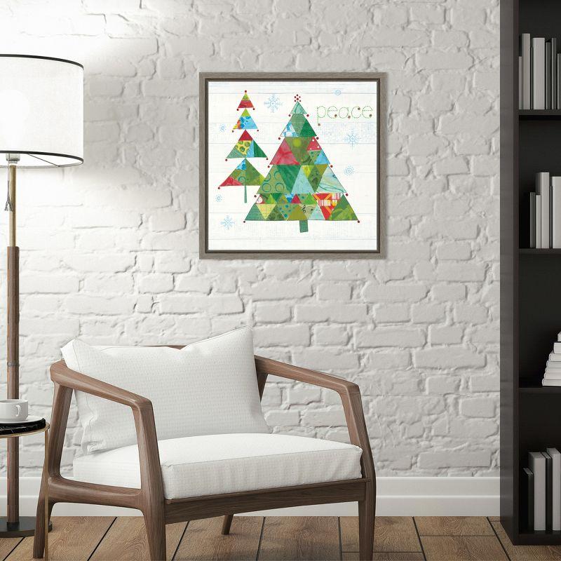 Amanti Art Christmas Patchwork IV (Tree) by Courtney Prahl Canvas Wall Art Print Framed 16 x 16-in.