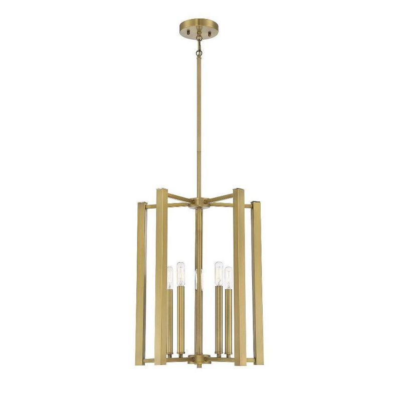 Greyleigh™ Brenton 5 - Light Lantern Square / Rectangle Pendant in Warm Brass