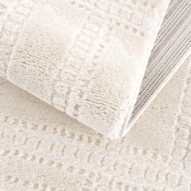 Ryuu Ivory High Pile Shag Area Rug 2' x 3'