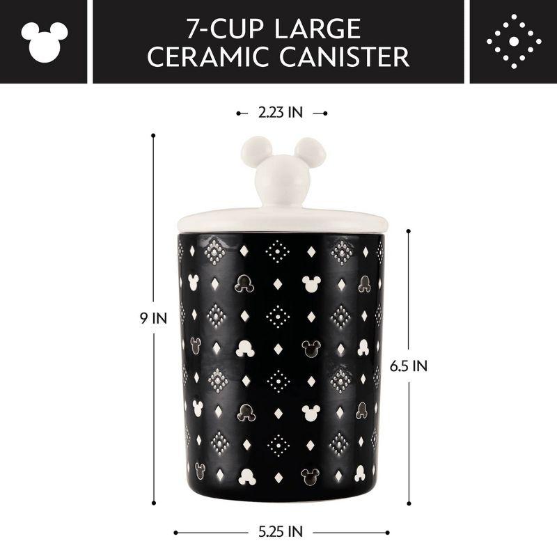 Black Geometric Ceramic Canister with Lid, 7 Cup