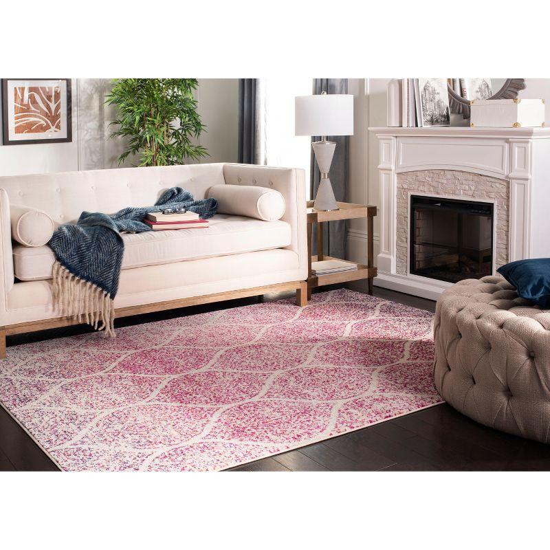 Madison MAD604 Power Loomed Indoor Area Rug - Cream/Fuchsia - 5'3"x5'3" - Safavieh