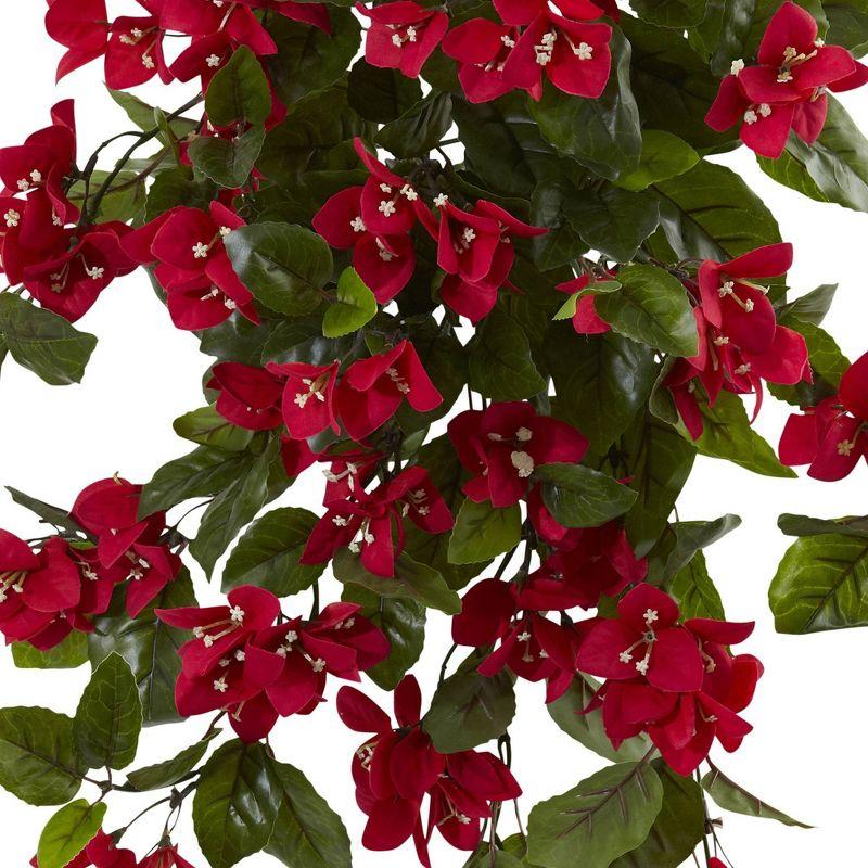 28" 2pk Bougainvillea Hanging Bush Artificial Plant - Nearly Natural: UV Resistant, Indoor/Outdoor Decor