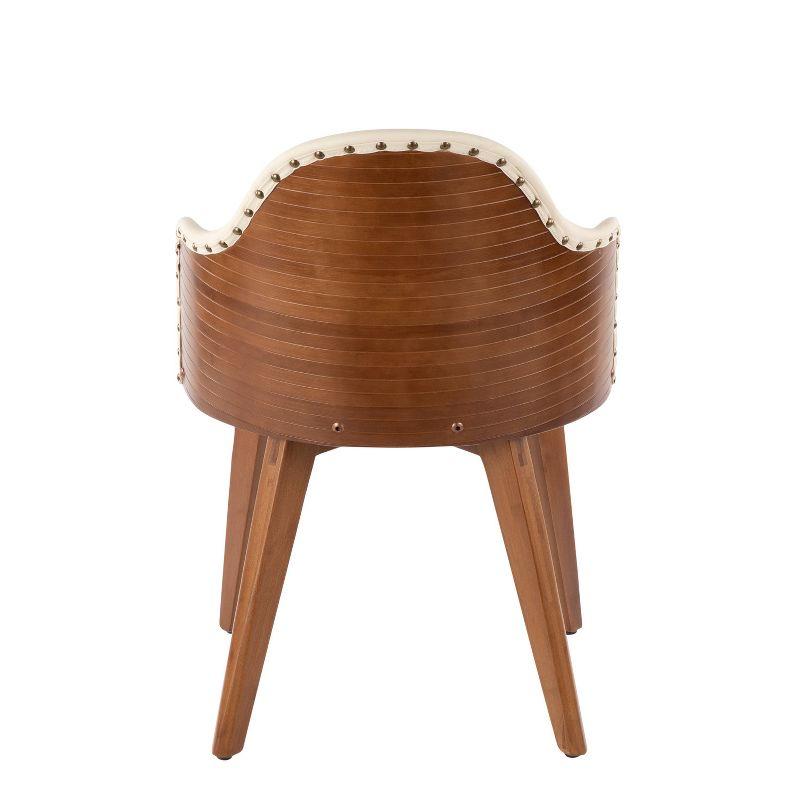 Ahoy Dining Chair Walnut/Cream/Brass - LumiSource: Faux Leather Upholstery, Mid-Century Modern Design, Nailhead Trim