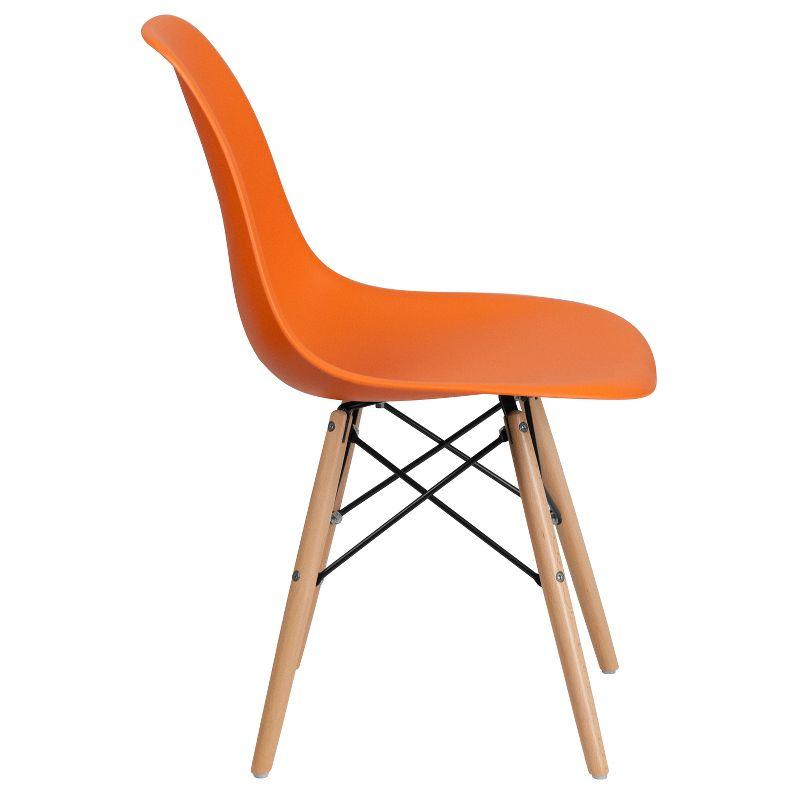 Flash Furniture Elon Series Plastic Chair with Wooden Legs for Versatile Kitchen, Dining Room, Living Room, Library or Desk Use