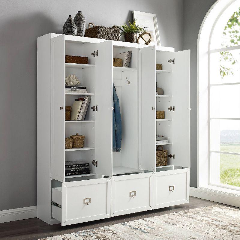 Crosley 3pc Harper Entryway Hall Tree and 2 Pantry Closet Set White : Mudroom Organizer with Storage Hooks