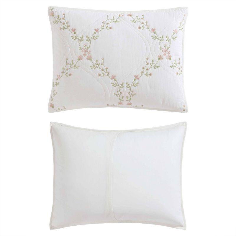 Laura Ashley Laura Ashley Floral Embroidery Cotton Reversible Quilt Set