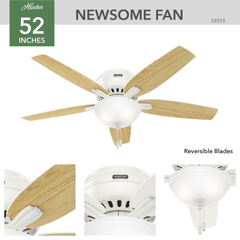 52" Newsome 5 - Blade Flush Mount Ceiling Fan with Pull Chain and Light Kit Included