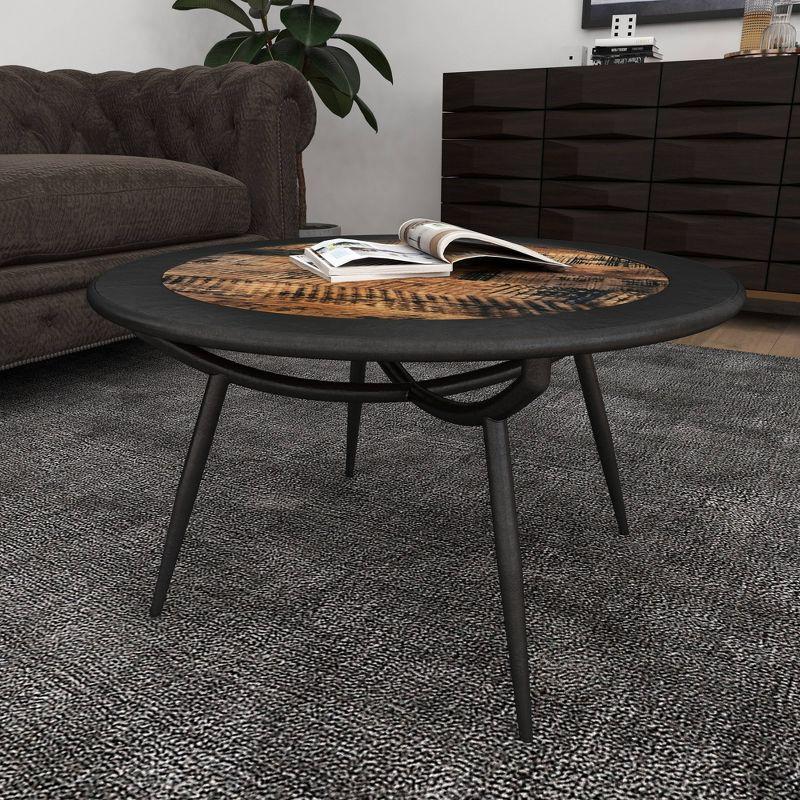 Wood and Iron Coffee Table Gray - Olivia & May: Mid-Century Modern, Oil Rubbed Finish, Tapered Legs