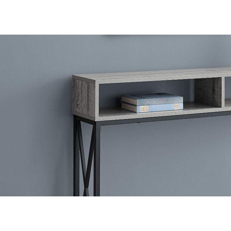 Monarch Specialties Accent Table Console Entryway Narrow Sofa Living Room Bedroom Grey Laminate Black Metal Contemporary Modern