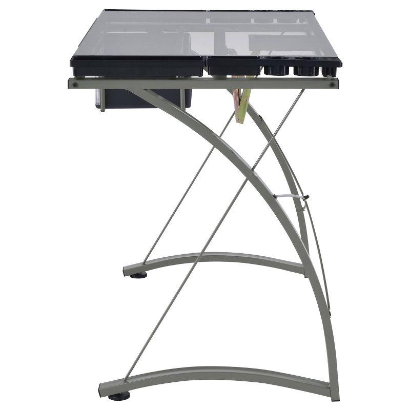 Melo 3 Drawer Glass Top Drafting Desk with Supply Storage Silver - Coaster
