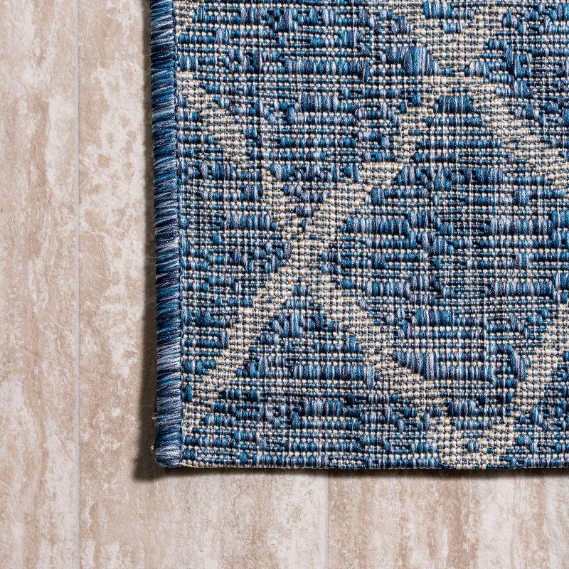 2'x8' Madaba Moroccan Trellis Indoor/Outdoor Runner Rug, Navy/Light Gray - JONATHAN Y
