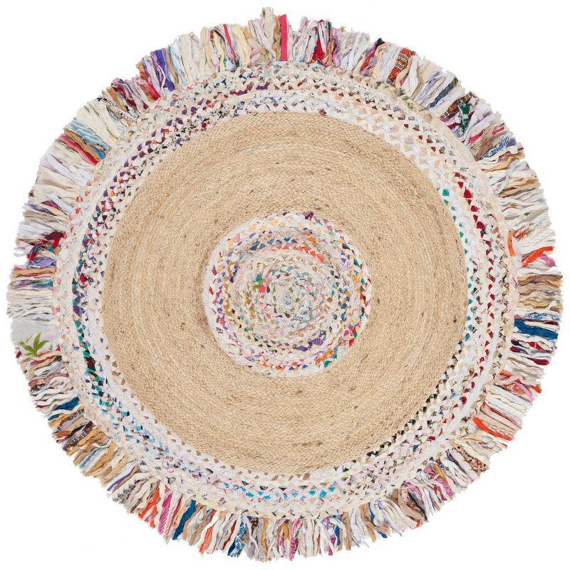 Cape Cod CAP205 Hand Woven Area Rug - Ivory/Light Beige - 4' Round - Safavieh.