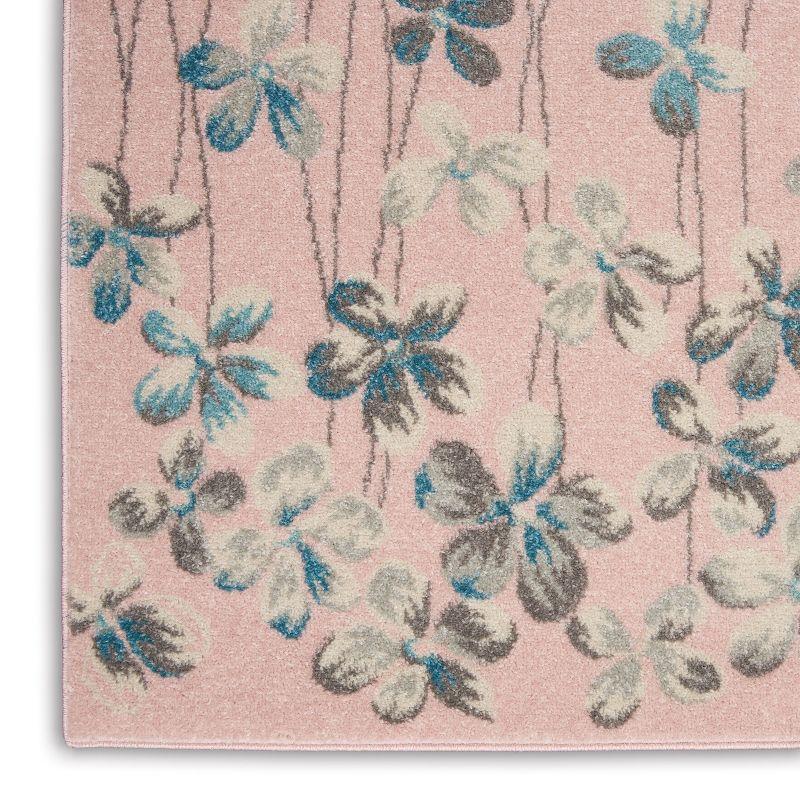 Nourison Tranquil 5'3" X 7'3" (5' x 7') Pink Area Rug Bohemian Botanical Vine and Bloom by Nourison