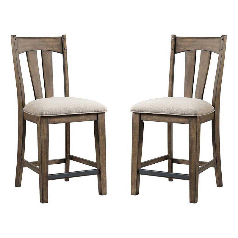 Whiskey River Gray Wood Splat Back Bar Stool Set