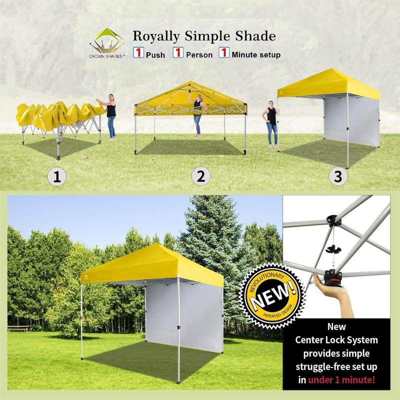 CROWN SHADES 8x8 Pop Up Canopy with 1 Side Wall - Beach Tent with One Push Setup - Outdoor Sun Shade for Events, Parties