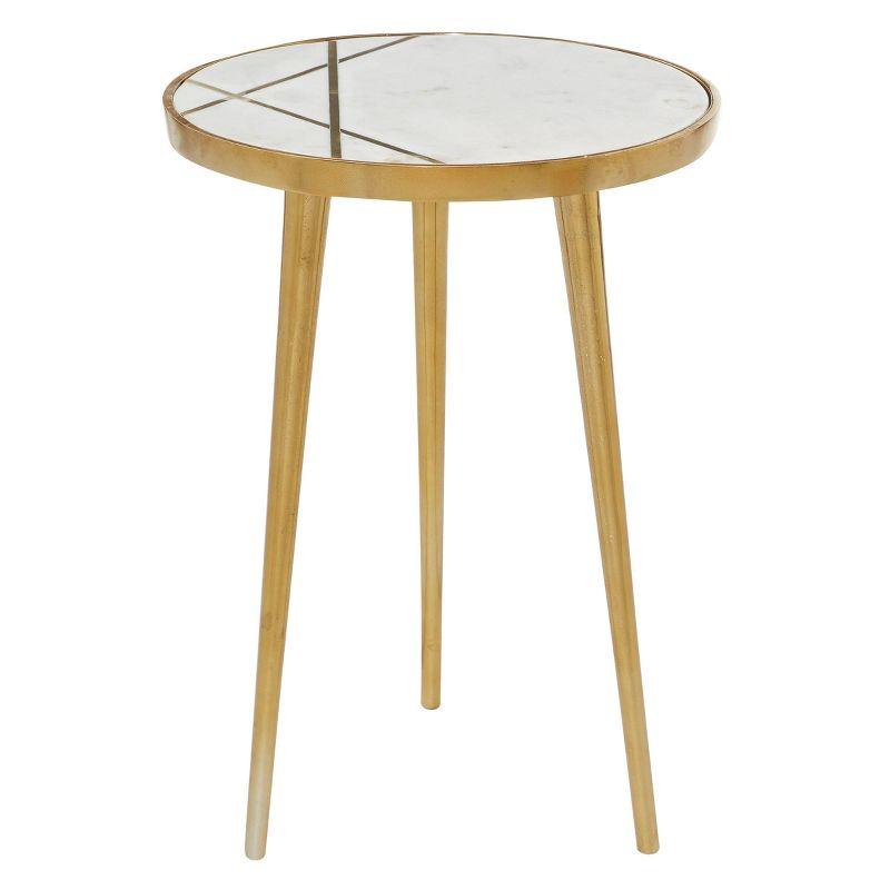 Elegant Round Marble Top Accent Table with Gold Metal Tripod Base