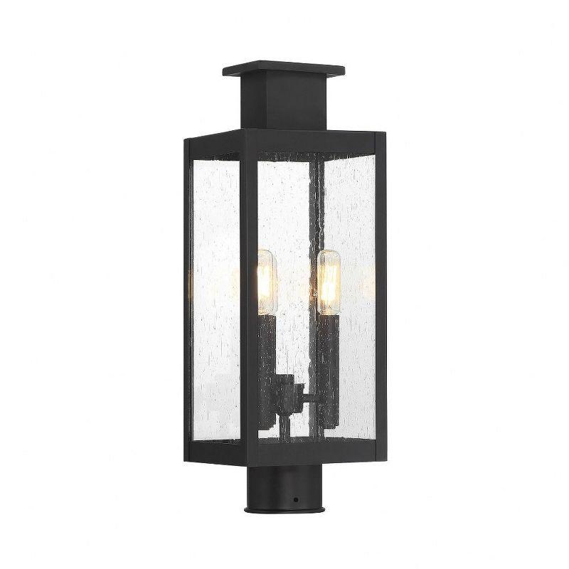 Matte Black 3-Light Outdoor Post Lantern with Clear Seeded Glass